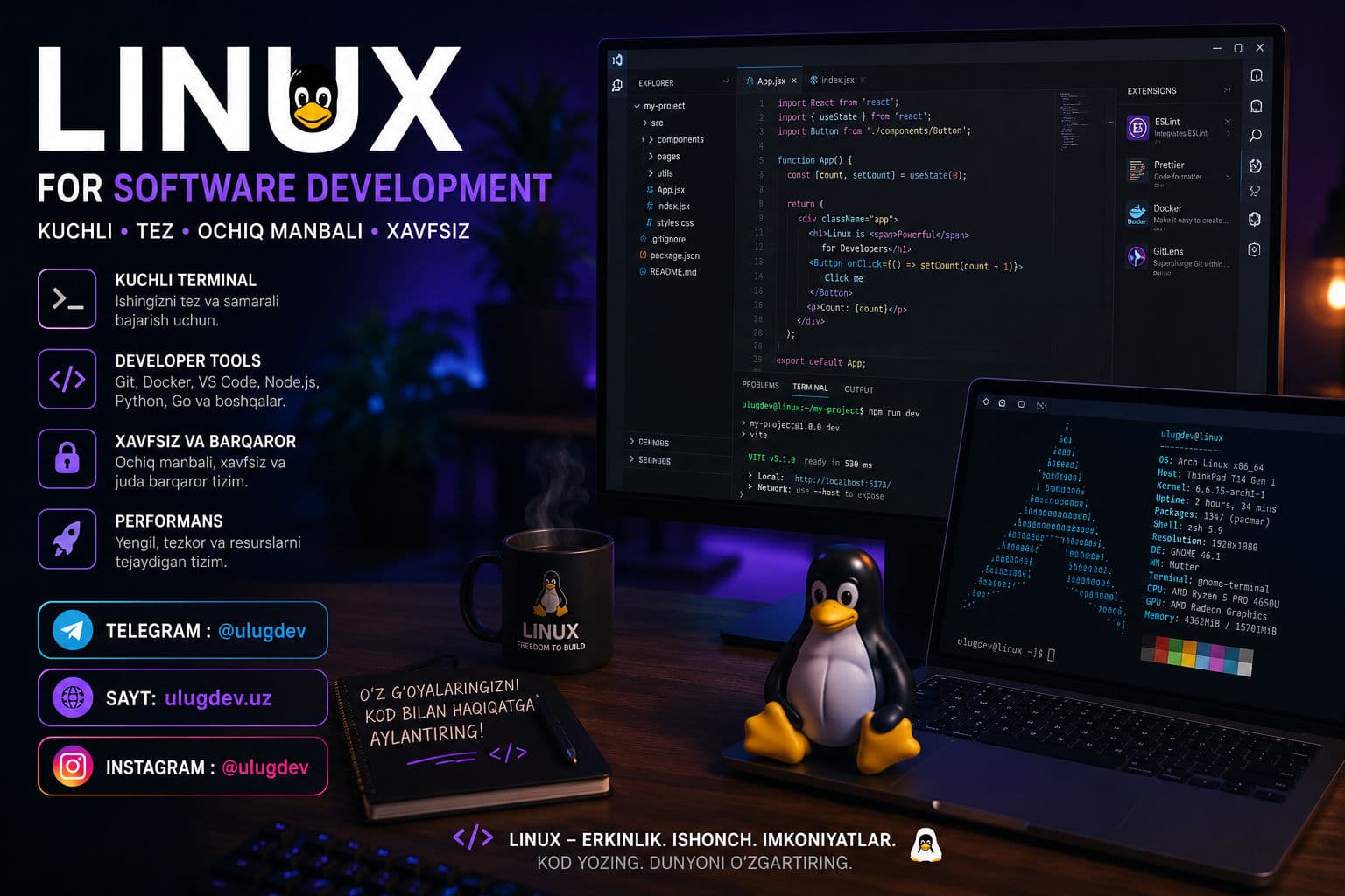 Linux: Dasturchi uchun eng kuchli vosita 🐧💻